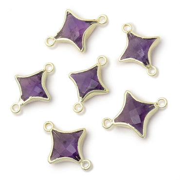 13-14mm Gold Leaf Amethyst 4 Point Star Focal 2 Ring Connector (ONLINE ORDER ONLY)