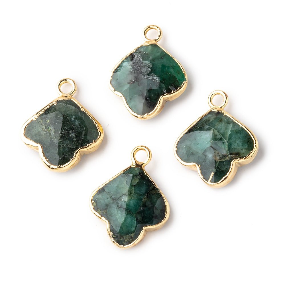 13-14mm Gold Leafed Emerald Faceted Trillium Flower Focal Pendant 1 piece (ONLINE ORDER ONLY)