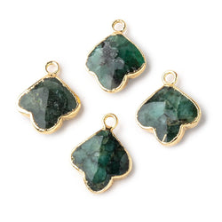 13-14mm Gold Leafed Emerald Faceted Trillium Flower Focal Pendant 1 piece (ONLINE ORDER ONLY)