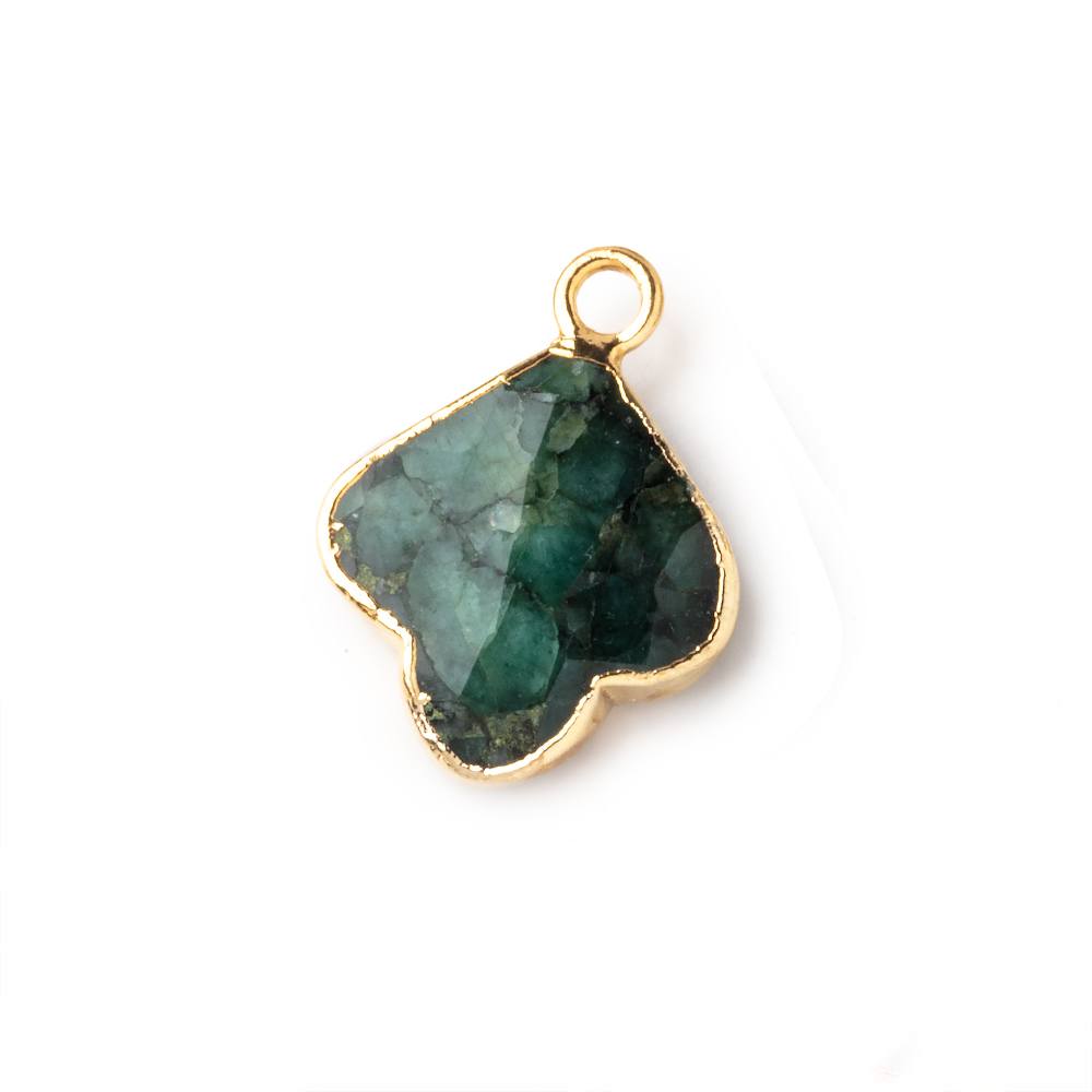 13-14mm Gold Leafed Emerald Faceted Trillium Flower Focal Pendant 1 piece (ONLINE ORDER ONLY)