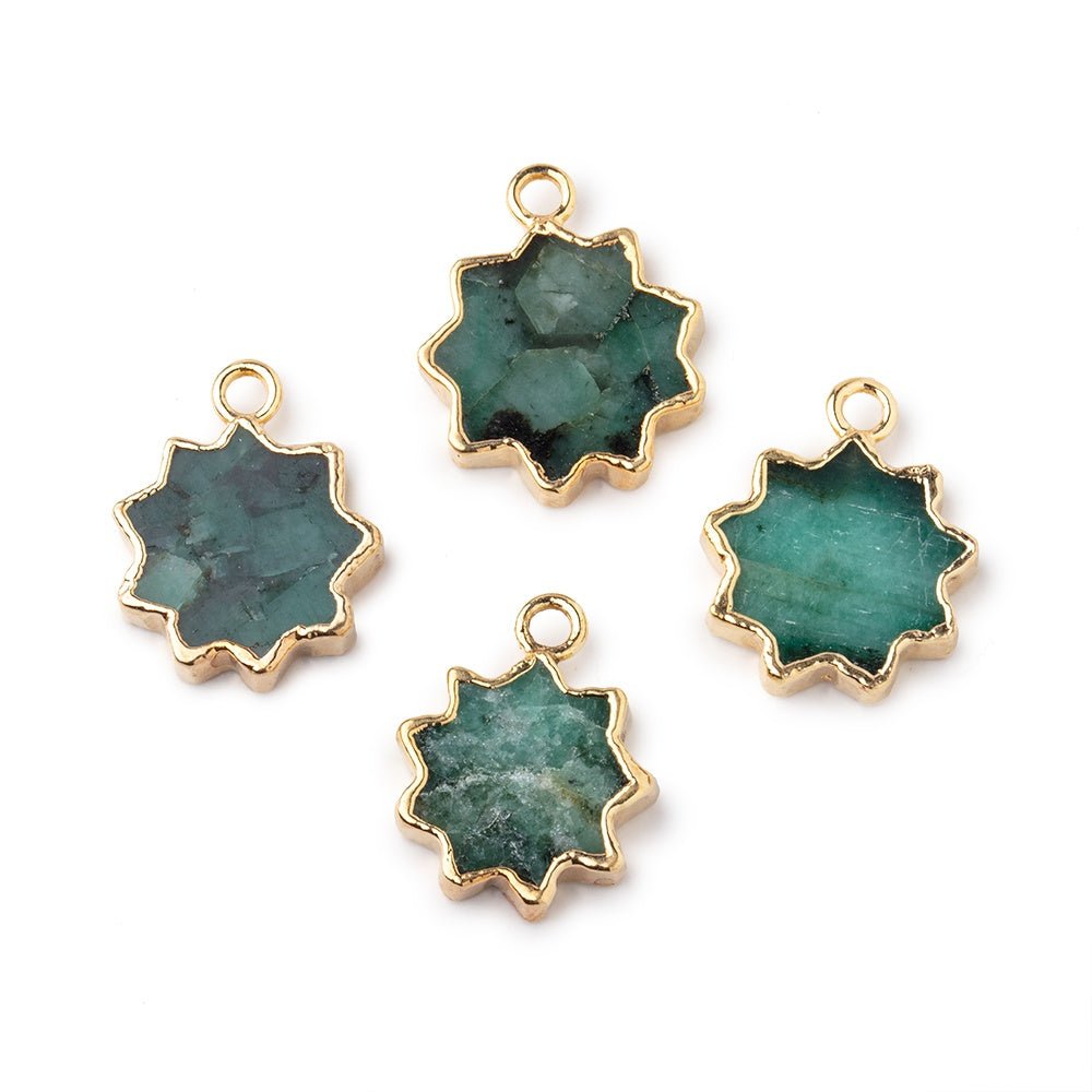13-14mm Gold Leafed Emerald Star Burst Focal Pendant 1 piece (ONLINE ORDER ONLY)