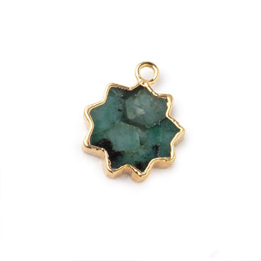 13-14mm Gold Leafed Emerald Star Burst Focal Pendant 1 piece (ONLINE ORDER ONLY)