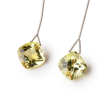 13-14mm Lemon Quartz Faceted Cushion Focals Set of 2 Beads (ONLINE ORDER ONLY)