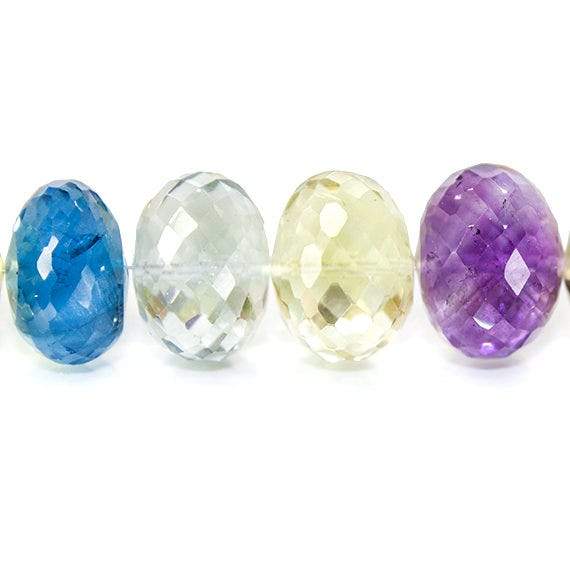 13-14mm Multi Gemstone Faceted Rondelle Beads 16 inches 42 pcs AAA Grade (ONLINE ORDER ONLY)