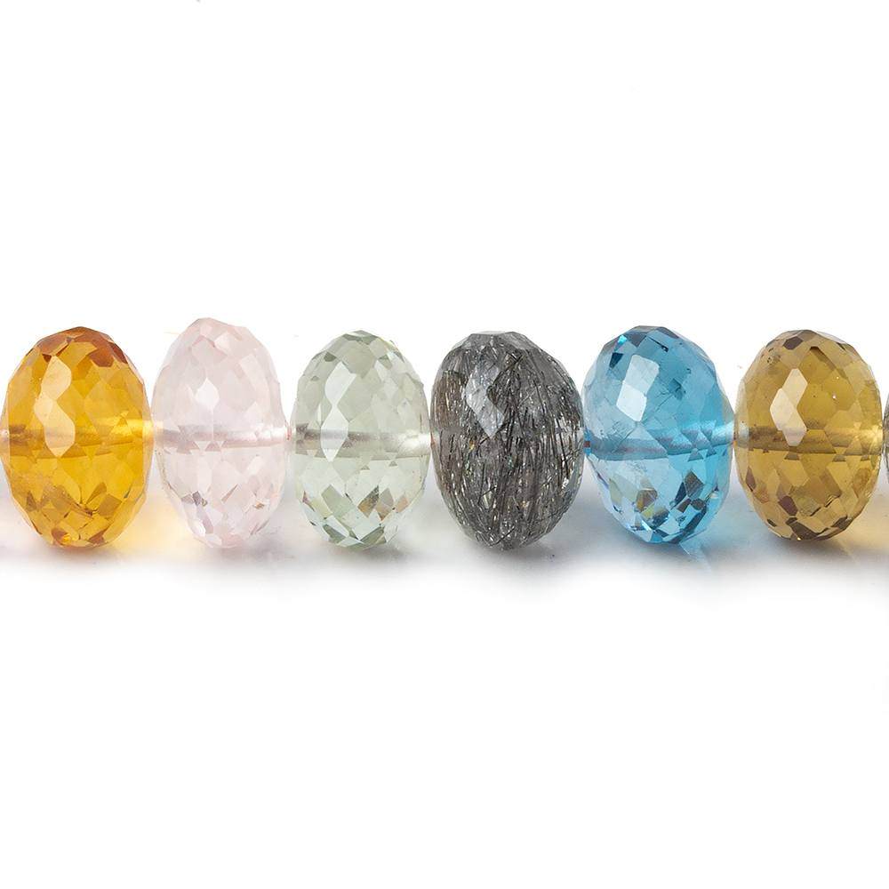 13-14mm Multi Gemstone Faceted Rondelle Beads 16 inches 42 pcs AAA Grade (ONLINE ORDER ONLY)