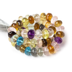 13-14mm Multi Gemstone Faceted Rondelle Beads 16 inches 42 pcs AAA Grade (ONLINE ORDER ONLY)