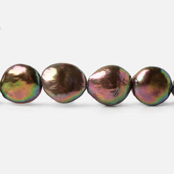 13-14mm Peacock Brown Coin Freshwater Pearls 27 beads 16 inch (ONLINE ORDER ONLY)