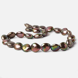 13-14mm Peacock Brown Coin Freshwater Pearls 27 beads 16 inch (ONLINE ORDER ONLY)