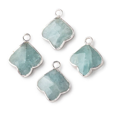 13-14mm Silver Leafed Aquamarine Faceted Trillium Flower Focal Pendant 1 piece (ONLINE ORDER ONLY)