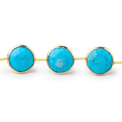 13-14mm Vermeil Bezel Turquoise Howlite Faceted Coins 7 inch 10 Beads (ONLINE ORDER ONLY)