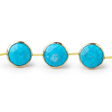 13-14mm Vermeil Bezel Turquoise Howlite Faceted Coins 7 inch 10 Beads (ONLINE ORDER ONLY)