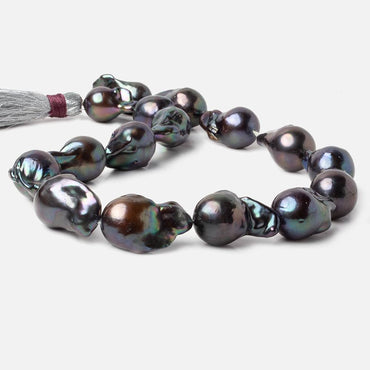 13-15.5mm Peacock Ultra Baroque Freshwater Pearls 16.5 inch 16 pcs .8mm drill hole AAA (ONLINE ORDER ONLY)