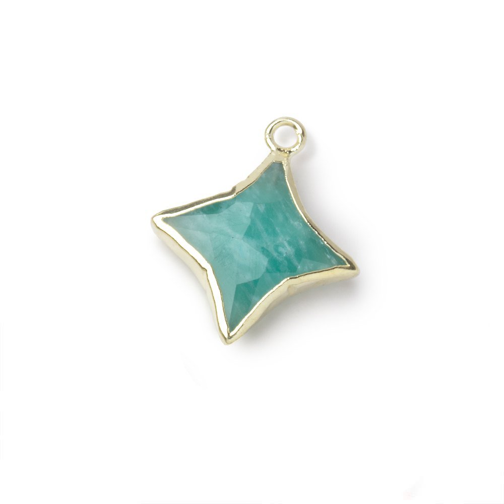 13-15mm Gold Leafed Amazonite 4 Point Star Focal Pendant 1 piece (ONLINE ORDER ONLY)