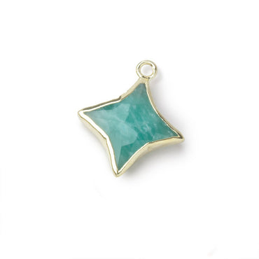 13-15mm Gold Leafed Amazonite 4 Point Star Focal Pendant 1 piece (ONLINE ORDER ONLY)