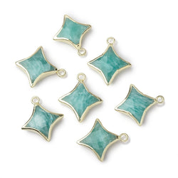 13-15mm Gold Leafed Amazonite 4 Point Star Focal Pendant 1 piece (ONLINE ORDER ONLY)