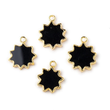 13-15mm Gold Leafed Black Onyx Star Burst Focal Pendant 1 piece (ONLINE ORDER ONLY)