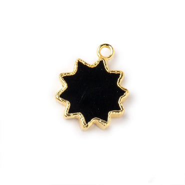 13-15mm Gold Leafed Black Onyx Star Burst Focal Pendant 1 piece (ONLINE ORDER ONLY)
