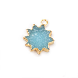 13-15mm Gold Leafed Blue Drusy Star Burst Pendant 1 focal piece (ONLINE ORDER ONLY)