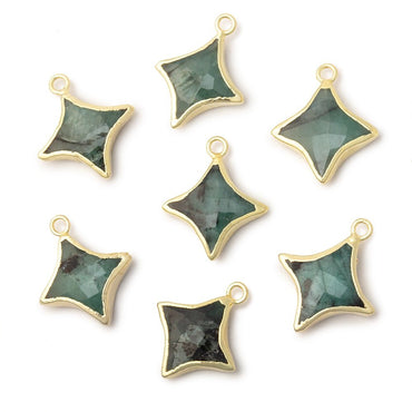13-15mm Gold Leafed Emerald 4 Point Star 1 Focal Pendant (ONLINE ORDER ONLY)