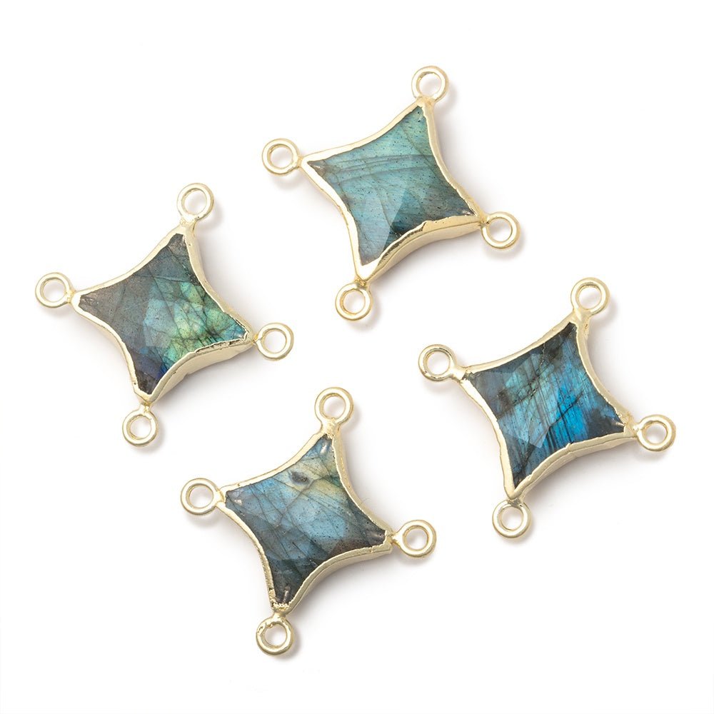 13-15mm Gold Leafed Labradorite 4 Point Star Focal 4 Ring Connector (ONLINE ORDER ONLY)