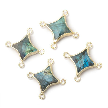 13-15mm Gold Leafed Labradorite 4 Point Star Focal 4 Ring Connector (ONLINE ORDER ONLY)