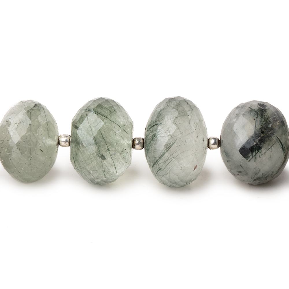 13-15mm Green Tourmalinated Quartz Faceted Rondelles 8 inch 18 Beads (ONLINE ORDER ONLY)