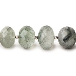 13-15mm Green Tourmalinated Quartz Faceted Rondelles 8 inch 18 Beads (ONLINE ORDER ONLY)