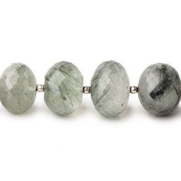 13-15mm Green Tourmalinated Quartz Faceted Rondelles 8 inch 18 Beads (ONLINE ORDER ONLY)