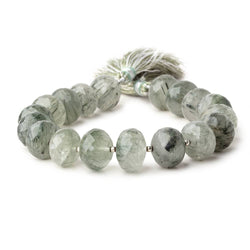 13-15mm Green Tourmalinated Quartz Faceted Rondelles 8 inch 18 Beads (ONLINE ORDER ONLY)