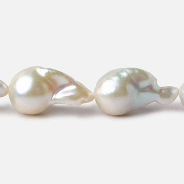 13-15mm White Ultra Baroque Freshwater Pearls 16.5 inch 19 pieces AA 0.8mm drill hole (ONLINE ORDER ONLY)