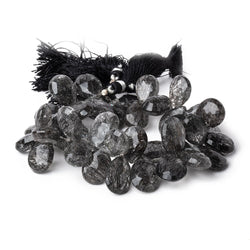 13-16mm Black Tourmalinated Quartz Faceted Pear Beads 7.5 inch 44 pieces AA (ONLINE ORDER ONLY)