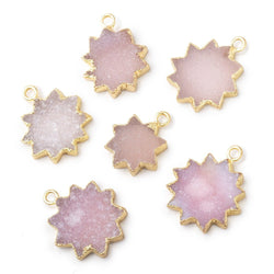 13-16mm Gold Leafed Pink Drusy Star Burst Pendant 1 focal piece (ONLINE ORDER ONLY)