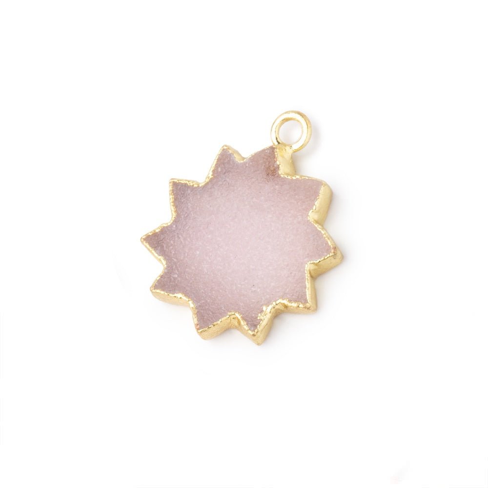 13-16mm Gold Leafed Pink Drusy Star Burst Pendant 1 focal piece (ONLINE ORDER ONLY)