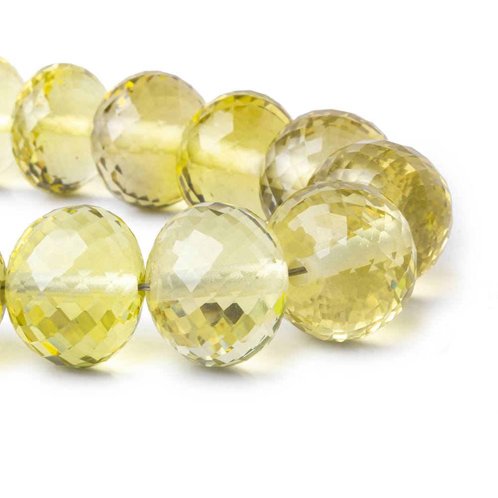 13-16mm Lemon Quartz 2.5mm large hole faceted rondelles 8 inch 17 beads AAA (ONLINE ORDER ONLY)