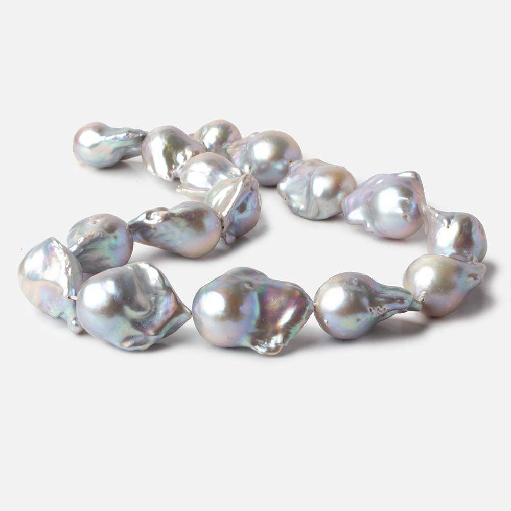 13-16mm Silver Ultra Baroque Freshwater Pearls 16 inch 16 pcs .8mm drill hole AAA (ONLINE ORDER ONLY)