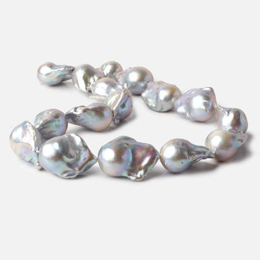13-16mm Silver Ultra Baroque Freshwater Pearls 16 inch 16 pcs .8mm drill hole AAA (ONLINE ORDER ONLY)