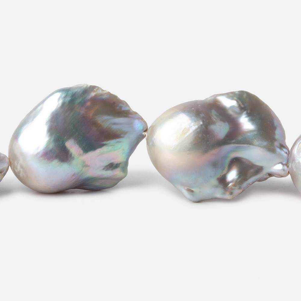 13-16mm Silver Ultra Baroque Freshwater Pearls 16 inch 16 pcs .8mm drill hole AAA (ONLINE ORDER ONLY)