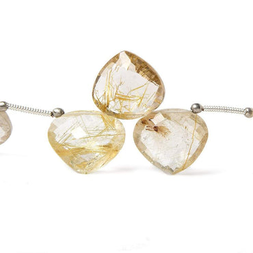 13-17mm Rutilated Quartz Heart Briolette, Shoulder Drilled 8 inch 17 pieces (ONLINE ORDER ONLY)