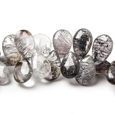13-18mm Mossy and Tourmalinated Amethyst Pear Briolette 8 inch 44 pieces (ONLINE ORDER ONLY)