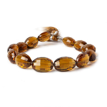 13-18mm Whiskey Quartz Checkerboard Faceted Oval Beads 8 inch 13 pieces (ONLINE ORDER ONLY)
