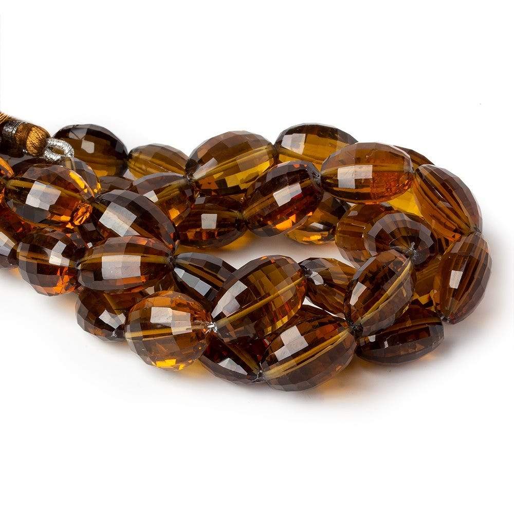 13-18mm Whiskey Quartz Checkerboard Faceted Oval Beads 8 inch 13 pieces (ONLINE ORDER ONLY)