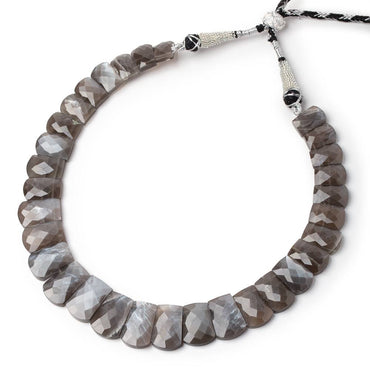 13-20mm Platinum Gray Moonstone Faceted Fancy Shape Collar 31 Beads (ONLINE ORDER ONLY)