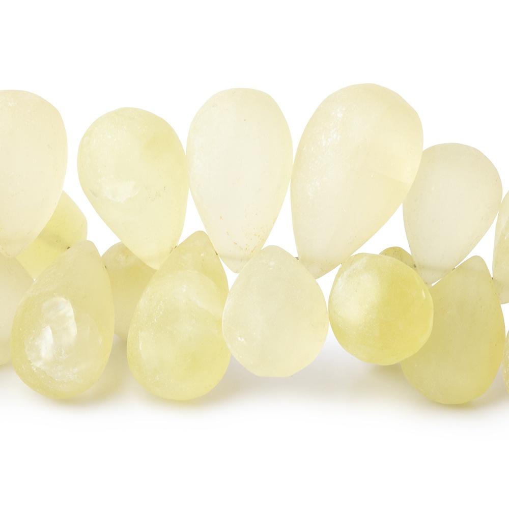 13-21mm Frosted Lemon Quartz Plain Tear Drop Beads 7.5 inch 48 pieces (ONLINE ORDER ONLY)