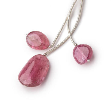 13-21mm Rubellite Tourmaline Plain Nugget Focal Beads Set of 3 AA (ONLINE ORDER ONLY)