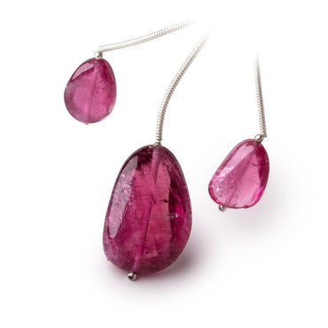 13-23mm Rubellite Tourmaline Plain Nugget Focal Beads Set of 3 AA (ONLINE ORDER ONLY)