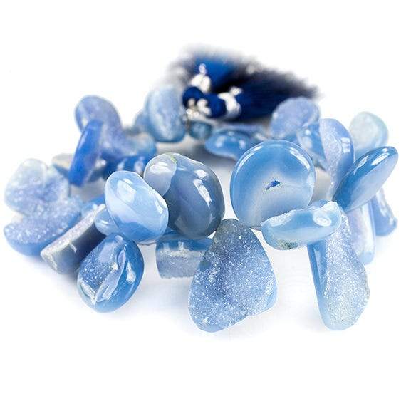 13 - 23mm Santorini Blue Agate Petite Drusy Free Form Beads 33 pieces (ONLINE ORDER ONLY)