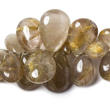 13-24mm Rutilated Quartz Plain Pear Beads 7.5 inch 27 beads (ONLINE ORDER ONLY)