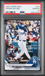 Graded 2025 Topps Now Shohei Ohtani #527 Blasts Majestic HR for 1,000th MLB Hit Baseball Card PSA 10 Gem Mint (ONLINE ORDER ONLY)
