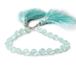 8mm Sea Blue Chalcedony faceted coin beads 8 inch 22 pieces A (ONLINE ORDER ONLY)