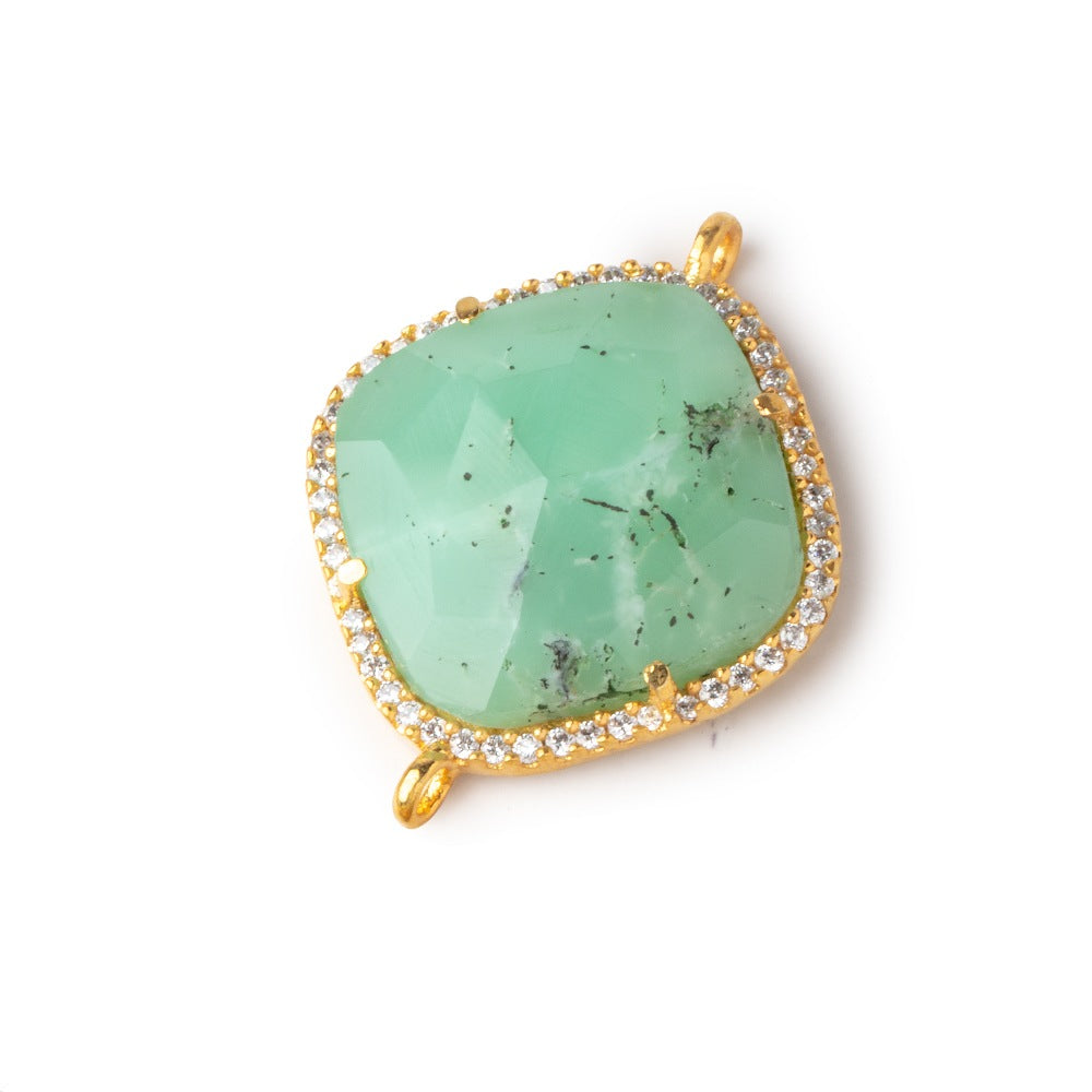 21x21mm Vermeil Bezel CZ & Chrysoprase Pillow Connector 1 focal bead (ONLINE ORDER ONLY)